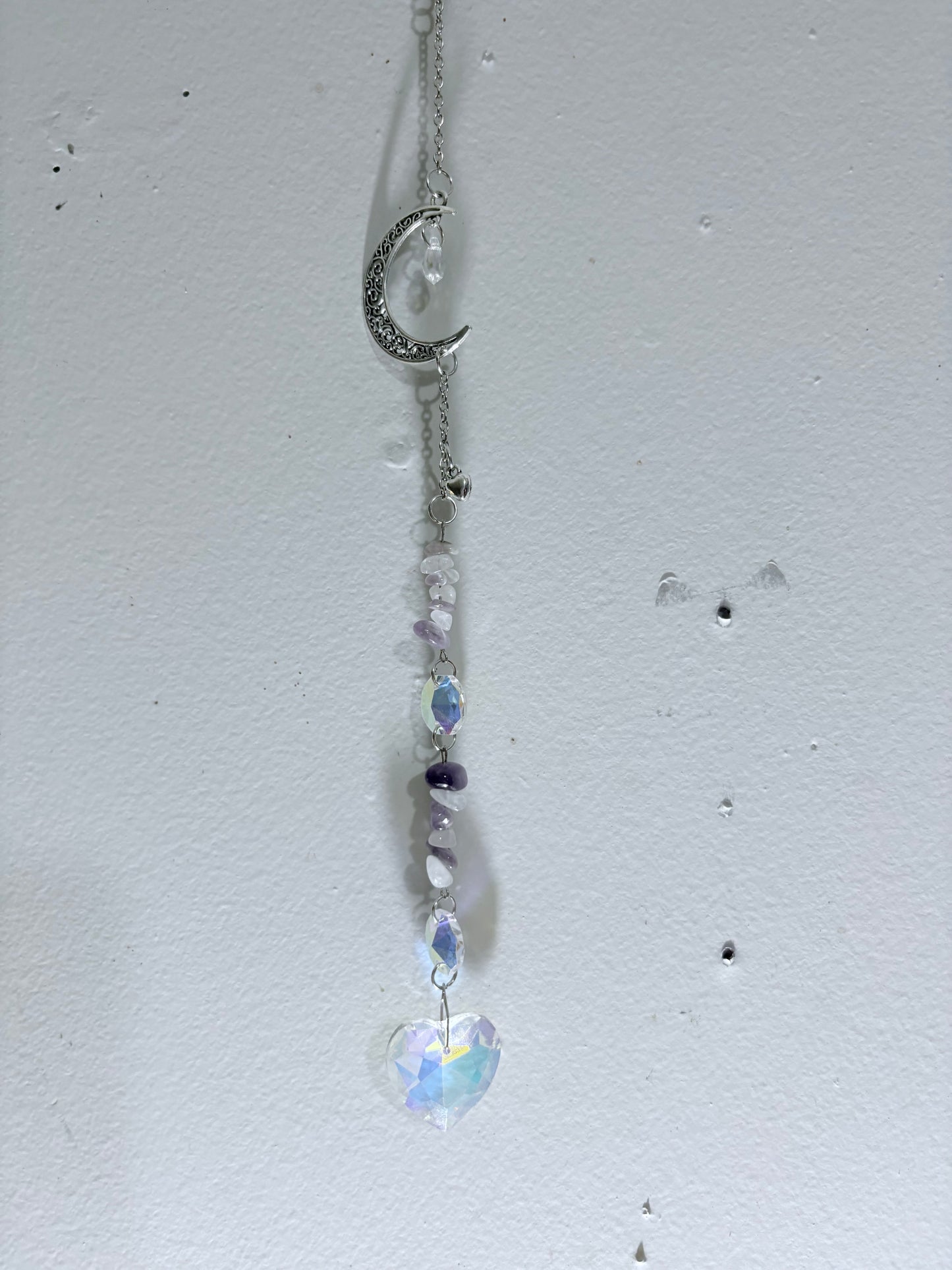 Moonlit Amethyst Heart Prism Suncatcher 🌙